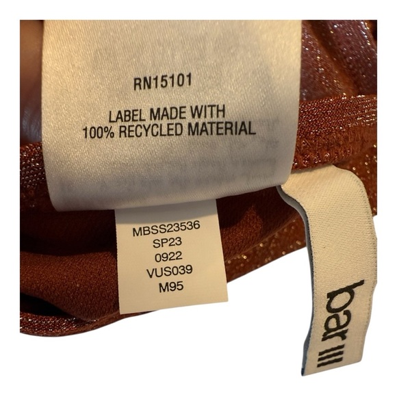 Bar III Shimmer Core Sparkly Brown Hip Slash Cutout High-Waisted Bikini Bottoms - Picture 15 of 15